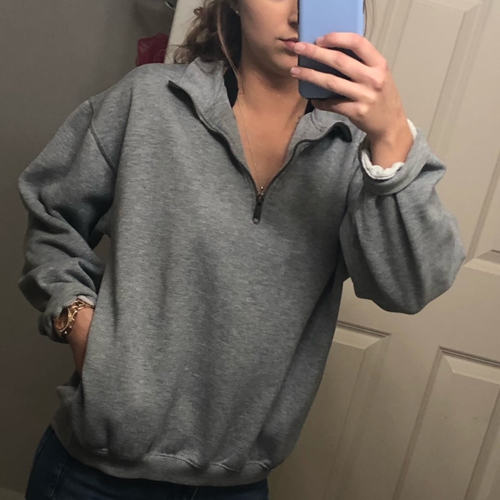 Grey quarter zip pullover super soft
